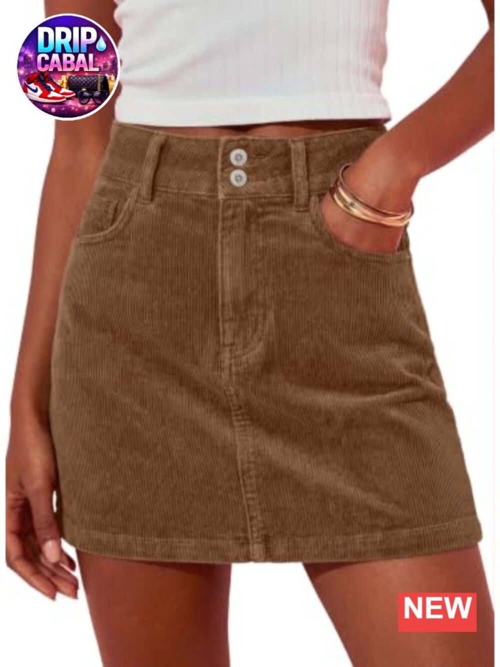 Sidefeel High Waisted Corduroy Mini Skirt - Fall Womens Five Pocket Button